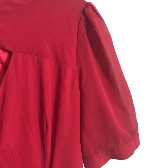 Collectif Vintage Medium‎ Size 8 Red Button Front Cut-out Retro Swing Dress 50s - Picture 5 of 12